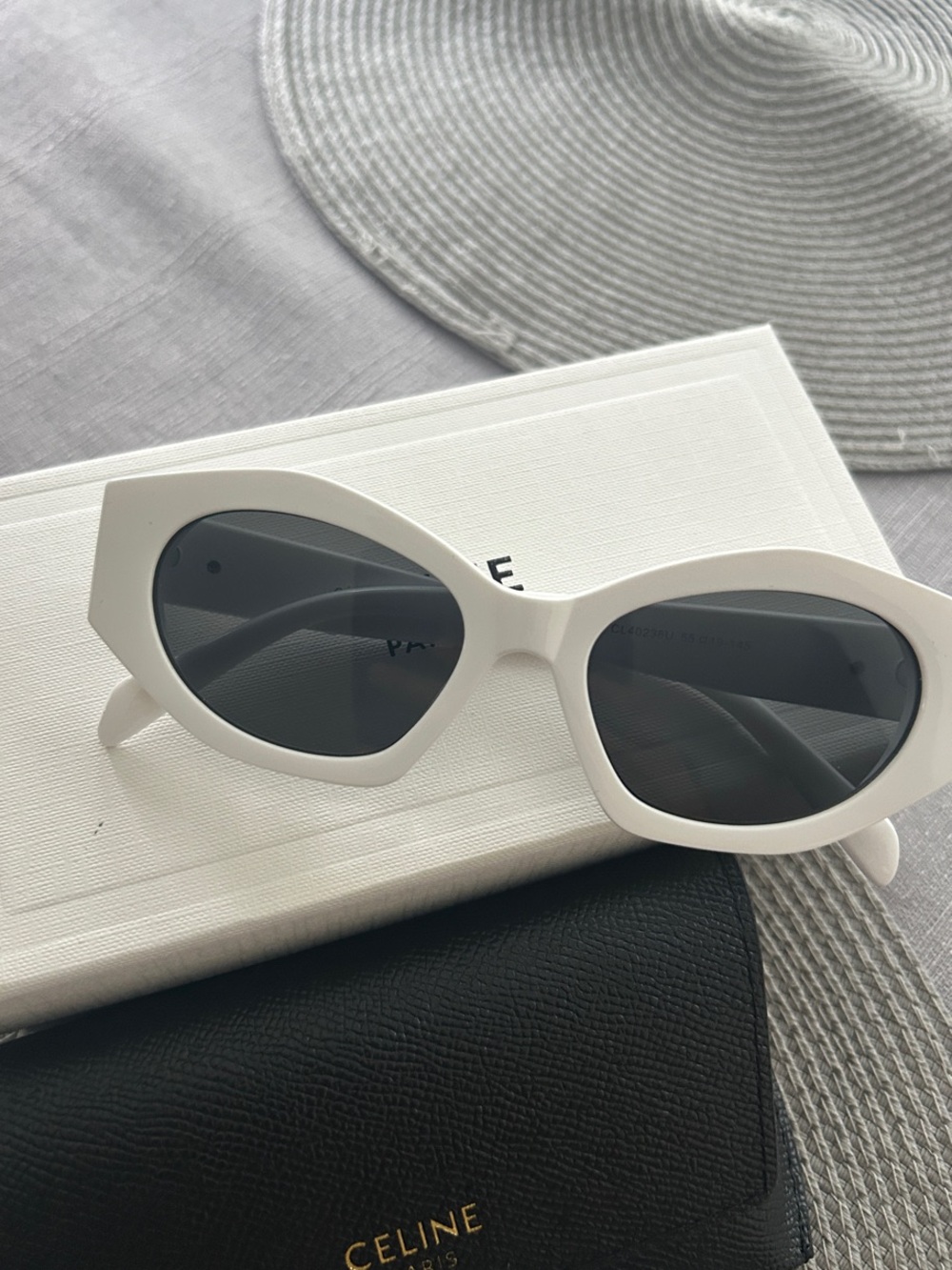Celine White Cat-Eye Sunglasses with Black Lenses